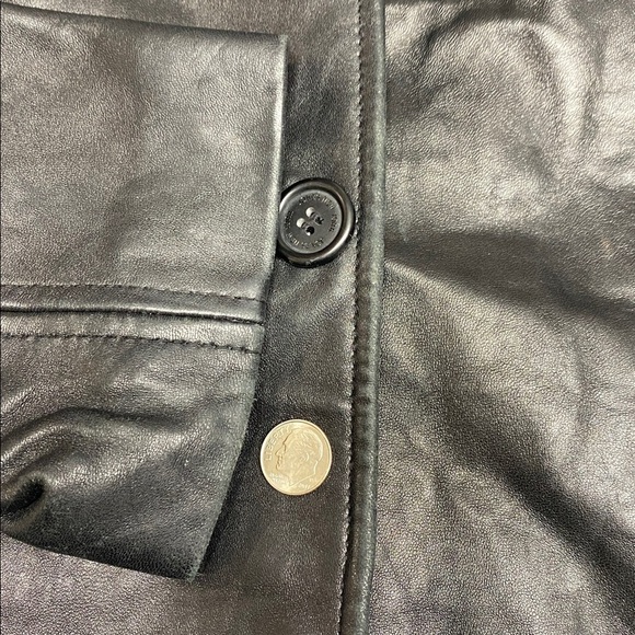 Jones New York Black Leather Jacket Minimalist Edgy Luxury Mobwife Large Petite - Picture 14 of 14